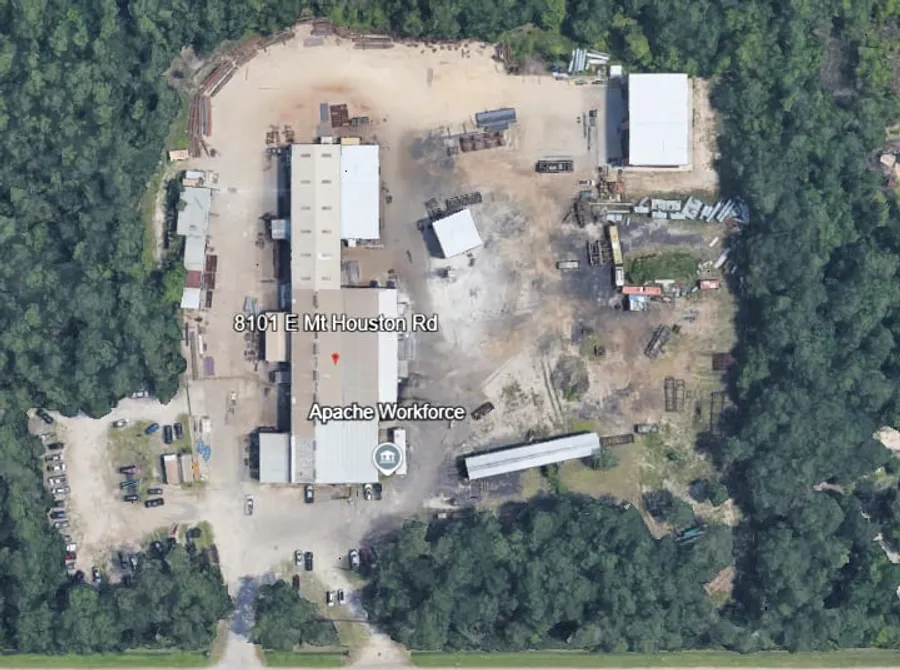Satellite view of the Apache Fabricators facility on E Mt Houston Rd
